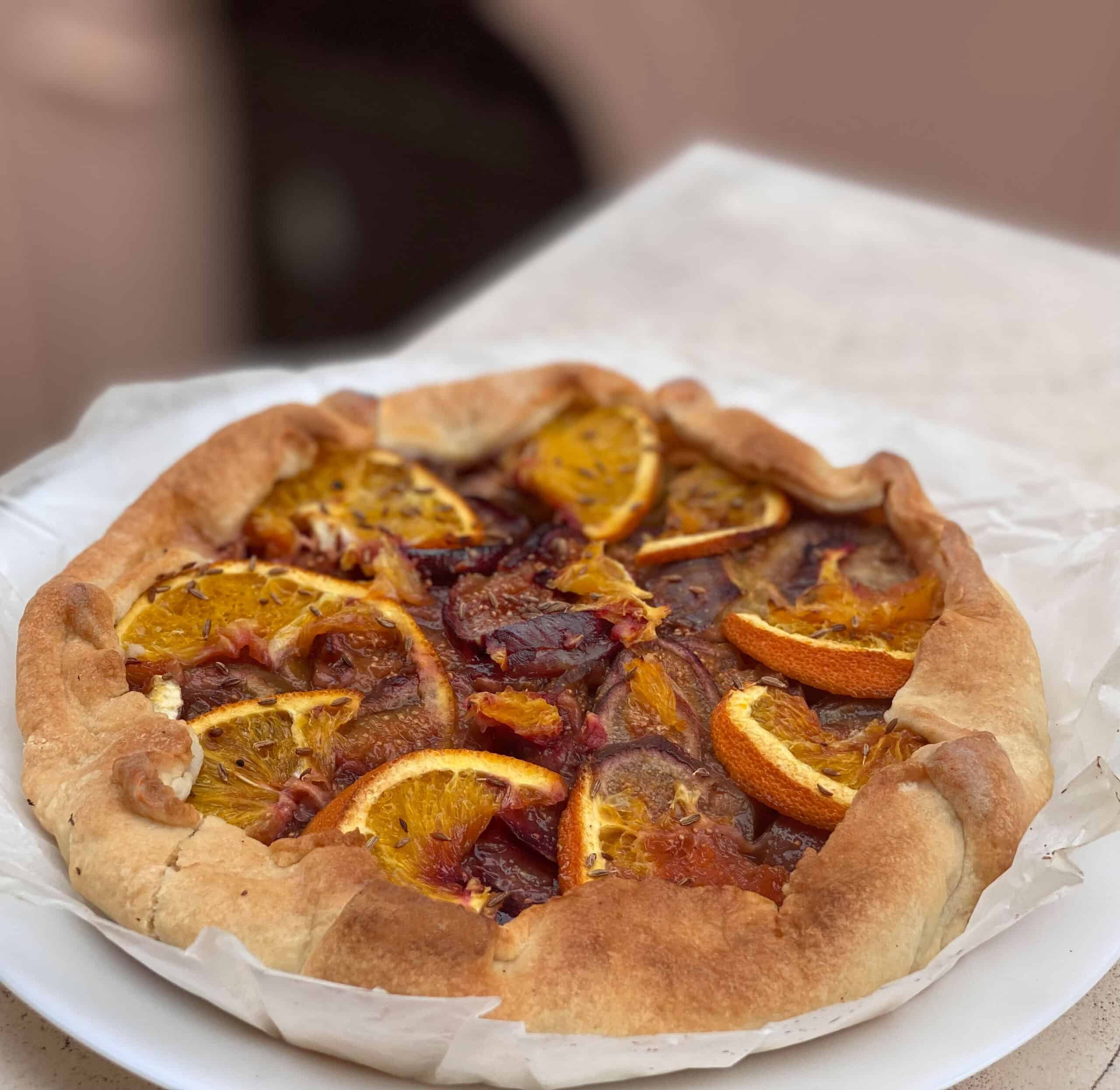 Fig orange and fenugreek tart