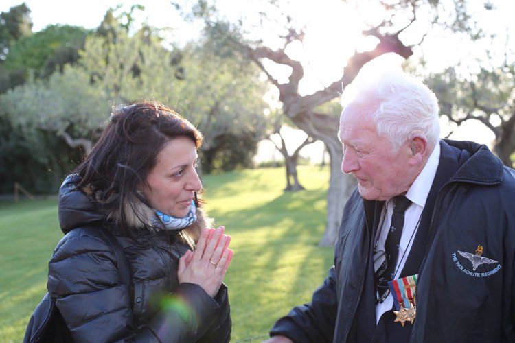 The military geologist Adele Garzarella with Jim Knox ….Liberation Day April 2016 at Civitella. Jim was the last remaining Para who came to meet the last remaining Partisan Michele Mancini
