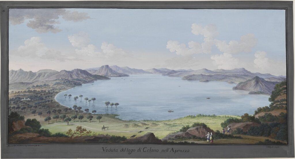 Veduta del lago di Celano nell' Apruzzo - Alessandro d'Anna, 1795
