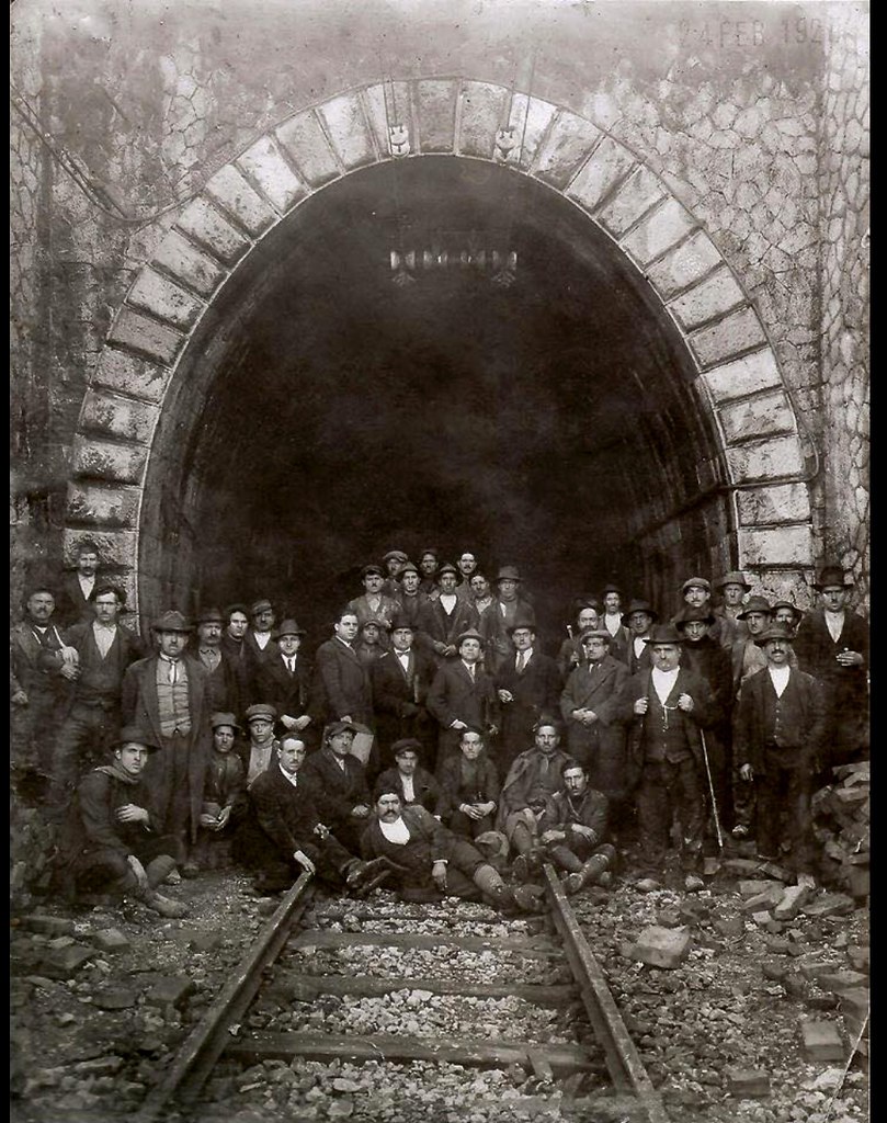 Completion of the Colli di Monte Bove to Sante Marie tunnel, about 1888...