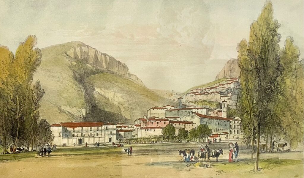 Edward Lear, Tagliacozzo 1843 ( in the troubled Bourbon times) Looking up from the wealthy downtown