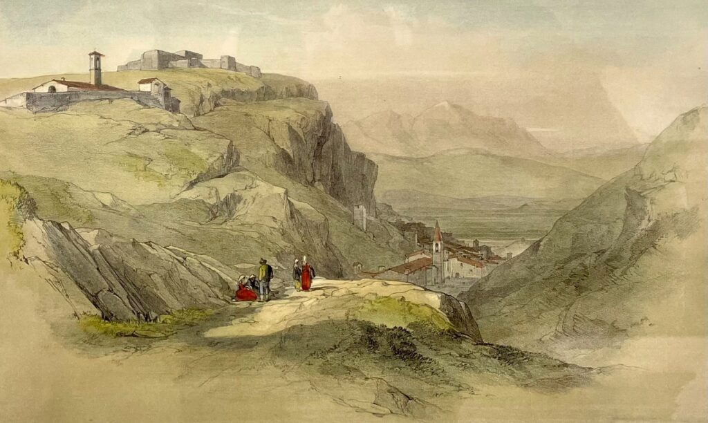 Edward Lear 1843 ( in the troubled Bourbon times) Looking down from the 'poor' high town' and looking up from the wealthy downtown